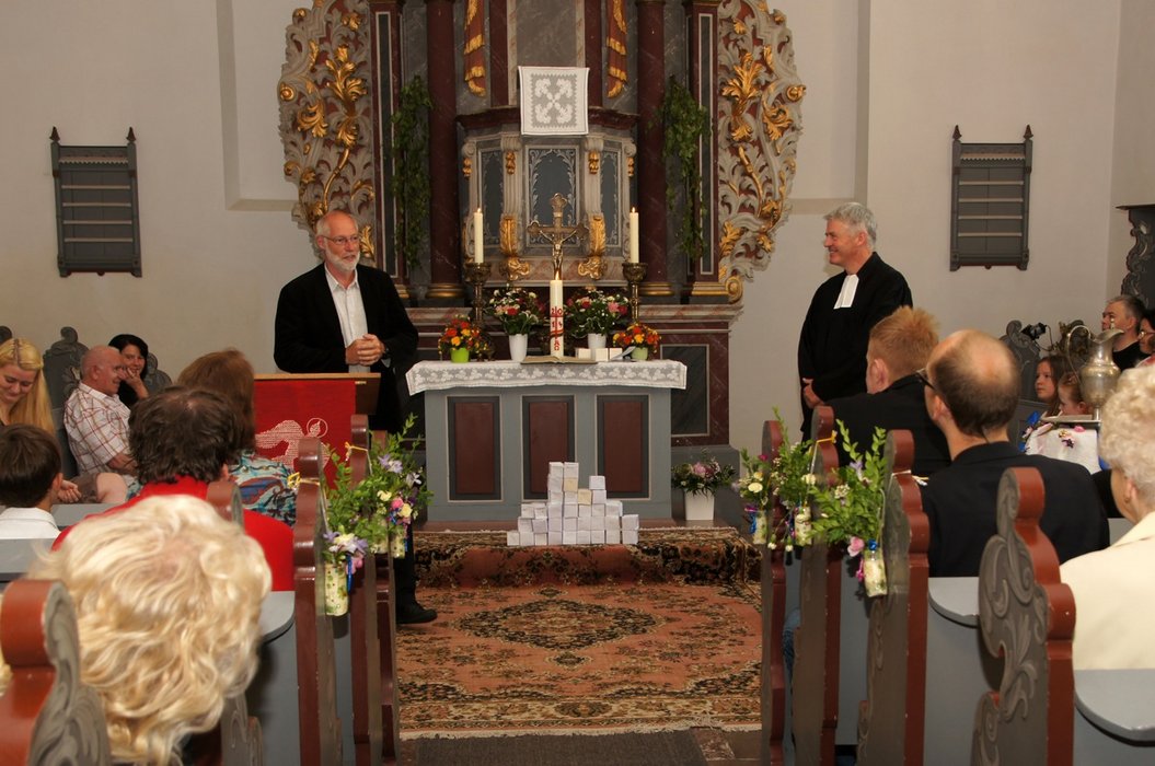 Gemeindereferent Klemens Stachowiak von der katholischen Kirchgemeinde St. Georg und Pfarrer Matthias Scheufele